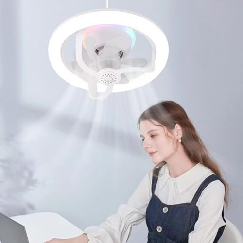 Cuifati Steckdosen-Lüfterleuchte, 360° Drehbare Deckenventilatoren mit Lichtern und Fernbedienung, E27-Schraubfassung, Deckenventilatorleuchte, Dimmbare Lichter, Leistungsstarker