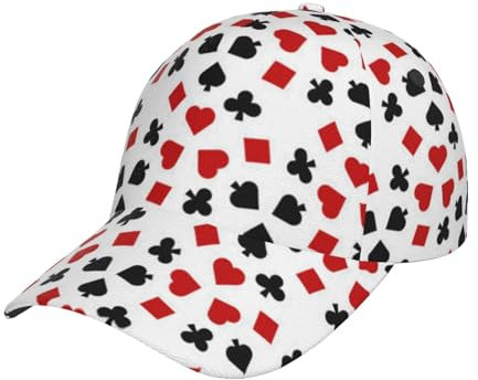 Hceaatb Unisex-Baseballkappe, Spielkarten, Rot / Schwarz, bedruckt, Trucker, niedriges Profil, verstellbar, Papa-Hüte, Schwarz , Einheitsgröße
