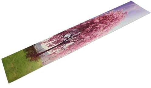 Leinen-Tischläufer, modern, für Esszimmer, lang, Kirschbaum-Druck, für Familienessen, Feiertage, Partys, Hochzeiten, Veranstaltungen, Dekoration, 33 x 183 cm