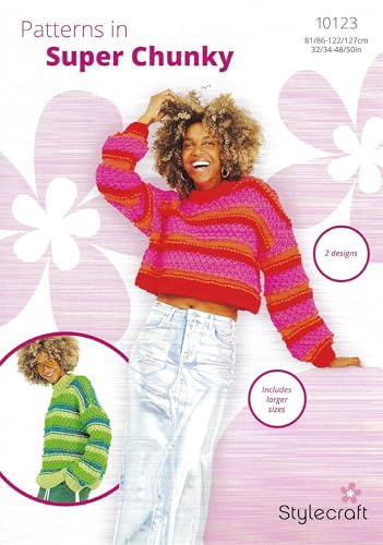 Stylecraft Knitting Pattern 10123 – Ladies Sweaters (2 Designs) in Super Chunky Yarn