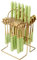 Gold Cutlery Set, 24 Piece Cutlery Set with Hanging Cutlery Stand, Safety Stainless Steel Dinner Set for 6 People, Include Knife Fork Spoon, for Home Kitchen (Fruit Green)