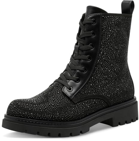 MARCO TOZZI Stivaletti da Donna Stringati con Cerniera Dettagli Glitter