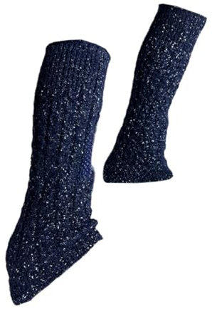 perfk Scalda pattinatrice per pattinaggio gamba cavo a maglia calzini da pattinaggio lunghi leggeri portatili comodi alti piedi per oltre lo stivale, Profondo Blu