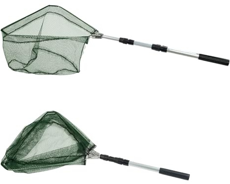 LCUHAVA Épuisette de pêche télescopique 130 cm 4 pièces pliable en nylon résistant Convient pour les adultes, les enfants, la pêche, le bassin, les activités en lac