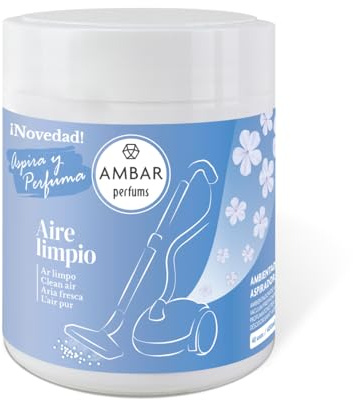 TIENDIFY - Ambientador para Aspiradora Ámbar Perfums | 0% Alcohol | Con Extractos Naturales | 40 Usos | Perfuma al Aspirar | Apto para Todas las Aspiradoras (1 UNIDAD, AIRE LIMPIO)