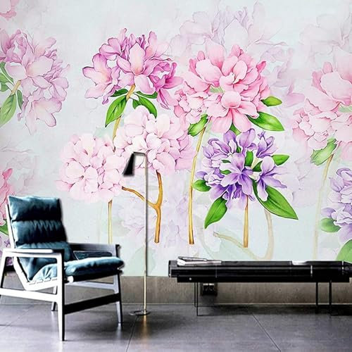 YueMingDi Salon Fond Mural Peinture Rouge Fleurs Fleurs Paysage Chambre Canapé Tv Fond D’Écran-200Cm×140Cm
