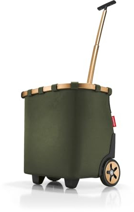 reisenthel carrycruiser Forest Gold – Tragbarer Einkaufstrolley mit stabilem Aluminiumrahmen, Schultergurt und herausnehmbarer Netz-Innentasche – Aus wasserabweisendem Material