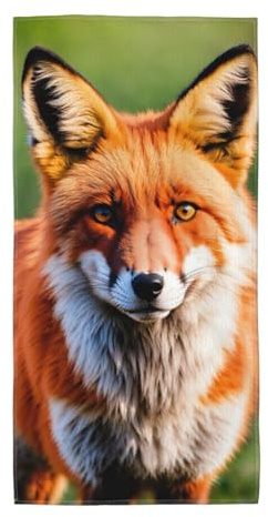 HUIopq Weiches und umweltfreundliches Badetuch mit Fuchs-Motiv, für Badezimmer, Strand, Pool, Reisen, Fitnessstudio, Yoga, Hotel
