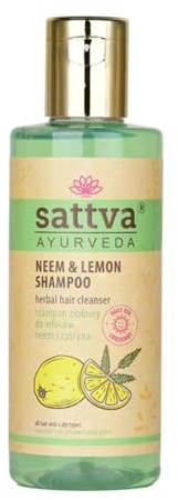 Sattva Ayurveda Neem & Lemon Shampoo – Mildes ayurvedisches Shampoo für fettige Kopfhaut & schnell nachfettendes Haar, sanfte Reinigung für tägliche Anwendung ohne Silikone & Sulfate – 210 ml