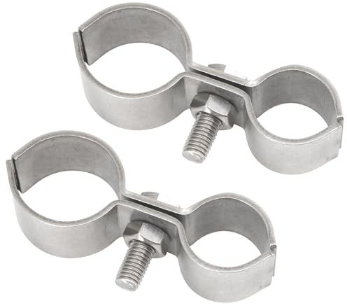 Morsetti doppi per tubi da 32 mm e 25 mm, in acciaio inox 304, per recinzioni, pannelli in legno, 2 pezzi