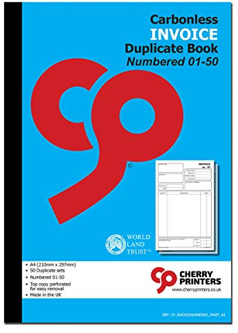 Cherry Rechnungsbuch mit Durchschlag, A4, 50 Sets, nummeriert von 01-50
