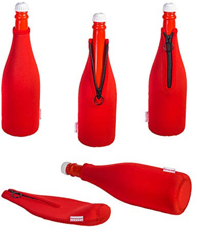 DRESS-YOUR-DRINK Champagne Cooler 0.75 L Neoprene Bottle Cooler Wine Cooler Drinks Cooler Red Set of 5