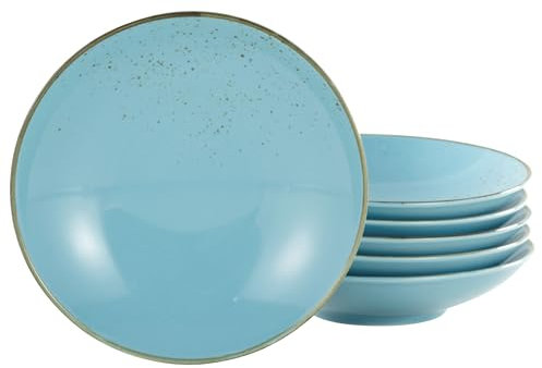 CreaTable 22 cm, Blue, 22061, Serie Nature Collection, 6-teiliges Geschirrset, Suppenteller aus Steinzeug, spülmaschinen-und mikrowellengeeignet, Qualitätsproduktion