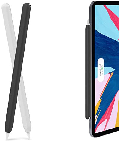AHASTYLE Apple Pencil Hülle Silikon Apple Pencil Case Ultra Dünn Apple Pencil Abdeckung Kompatibel mit Apple Pencil 2. Generation und Apple Pencil Pro (2 Pack, Schwarz & Weiß)