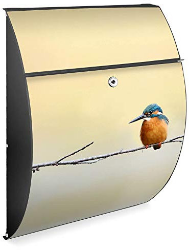Burg Wächter Design Briefkasten | Modell Riviera 46cmx33,5cmx13cm groß | verzinkter Stahl Anthrazit | Postkasten mit Öffnungsstopp, großer A4 Einwurf, Zylinderschloss, 2 Schlüssel | Motiv Pause