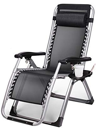 WANGLXFC Portable Folding Chair, Deck Chair, Heavy Duty Zero Gravity Chair With Cup And Phone Holder, Garden Outdoor Patio Sun Lounger, Reclining Chair Relax, Black