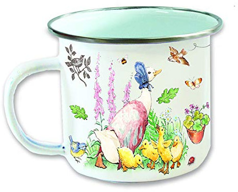 Peter Rabbit Jemima Puddle-Duck Enamel Mug by Robert Frederick, White