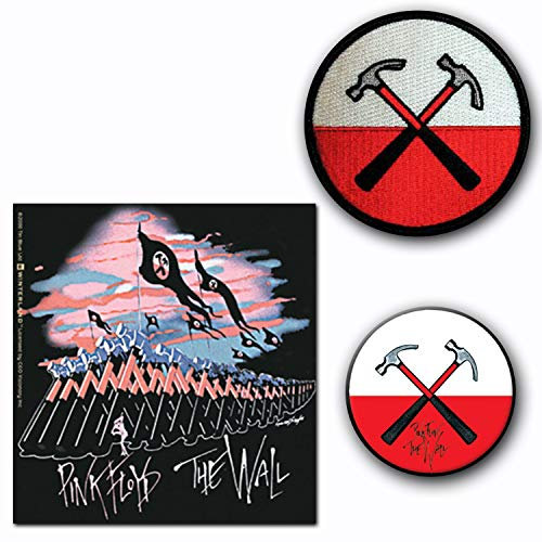 C&D Visionary Band 3-teiliges Pink Floyd Sticker, Aufnäher, Knopf-Set, Rot, Schwarz