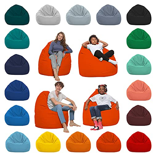 HomeIdeal - Sitzsack XXL Bodenkissen für Erwachsene & Kinder - Geeignet für Gaming oder Entspannen - Indoor wie Outdoor da er Wasserfest ist - mit EPS Perlen, Farbe:Neonorange, Größe:XXL