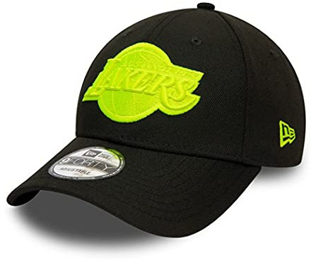 New Era Los Angeles Lakers NBA Pop Logo Black Neon Yellow 9Forty Adjustable Snapback Cap - One-Size