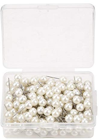 Rundkopf Stecknadeln, 200 Stück Karte Nagel Pinnadeln Set Kopf Buntkopf Perlen Nadeln Basteln Nähen Säumen Craft Jewelry Komponenten Dekoration Farben Push Pins Weltkarte Pinnwand DIY Werkzeug Weiß