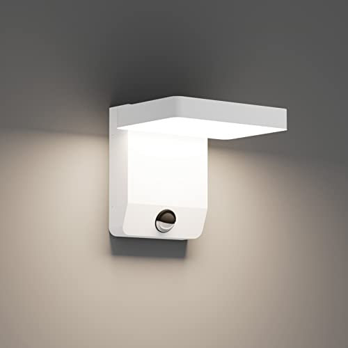 K-Bright außenlampe mit bewegungsmelder, Aussenleuchte Mit Bewegungsmelder Außenlampe LED Wandleuchte Aussen für Balkon, Garten IP65 wasserdicht Weiß