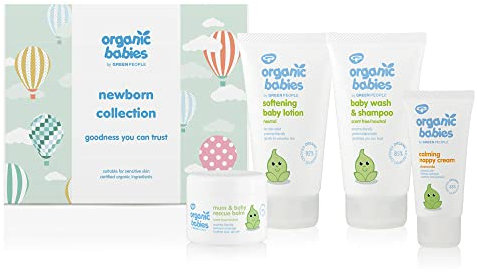 Green People - Baby Newborn Set - Natürliche & biologische Pflege für die Haut von Neugeborenen - Mutter und Baby Geschenke - Baby-Dusche, Geschlechtsumwandlung - frei von Tierversuchen