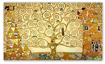 Gustav Klimt Pittura Riproduzione di cartelli Quadro su tela-stampa Opera d'arte - Quadri famosi stampati su tela (L'albero della vita, 1909) 20 x 35 cm (8 x 14 in) senza cornice