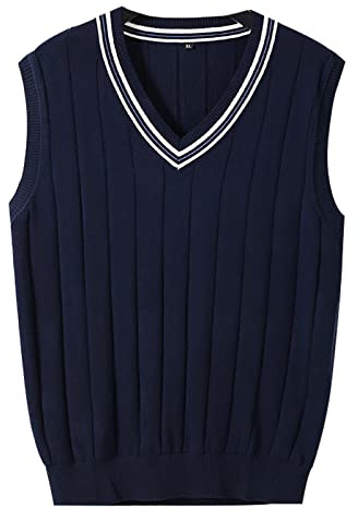 MANBOZIXi Maglioni Senza Maniche Uomo Maglione con Scollo a V Gilet in Maglia Elegante