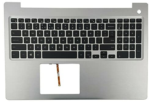 para DELL Inspiron 15 5570 5575 Teclado Retroiluminado en Mayúsculas y Reposapiés, Teclado y Cubierta de Reemplazo para Una Computadora Portátil (Silver)