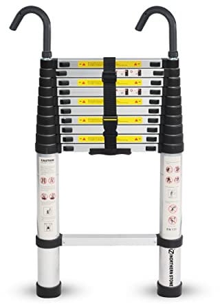 NORTHERN STONE Scala Telescopica 2,9 m Scala a Soppalco Multiuso in Alluminio Allungabile, Pieghevole e Portatile, Carico Massimo 150kg/330lb, Gradino Regolabile, EN131 (2,9 m)