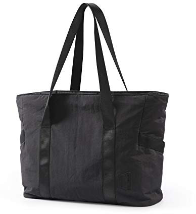 BAGSAMRT Tote Bag for Women with Zipper, Work Handbags & Shoulder Bags Gym Tote with Yoga Mat Buckle for Travel, Beach, Dance, Teacher, Nurse, Medium
