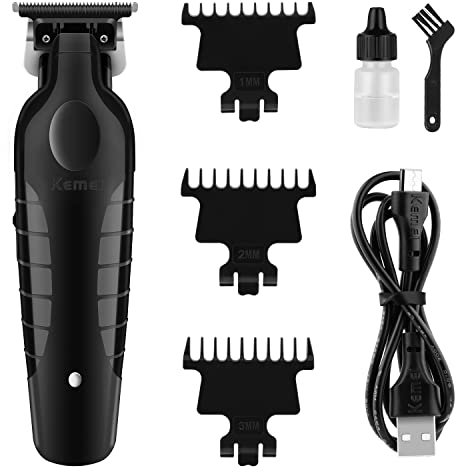 KEMEI Cortapelos negros para hombres, cortadoras eléctricas inalámbricas para cortar el cabello, cortadoras profesionales de peluquería, cortadoras de pelo inalámbricas recargables por USB km-2299