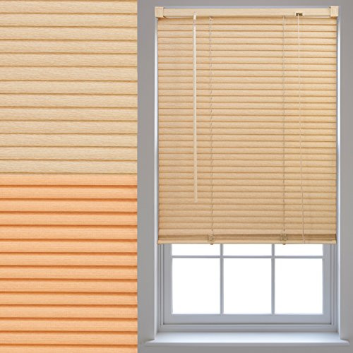 FURNISHED Wood Effect PVC Venetian Window Blinds Trimmable Home Office Blind New - Teak 175cm x 150cm