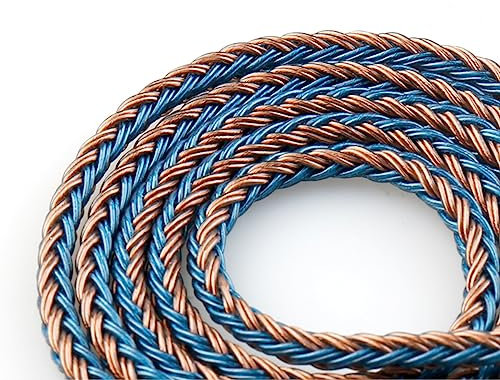 KBEAR ST16 MMCX Upgrade-Modifikationen Kabel 16 COORS 5N PIN IEM Kabel 2 Meter lang für Shure SE535, SE315, SE215, SE425, SE846, UE900 (3,5 mm MMCX-2 Meter, Braun und Blau)