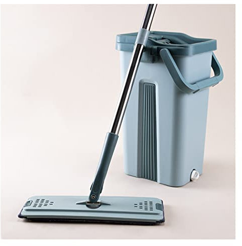 yaoqijie Spremere la scopa con set di secchi Lavaggio rotante Pulizia a vapore Spazzola for finestre Piatto Self House Magic Spin Mop lasting (Color : Blue within 1 pad)