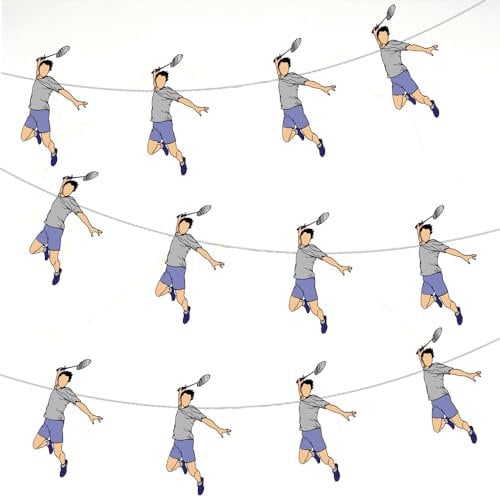 AK Giftshop Badminton Player Bunting Party Decorations - 12pcs / 2.5m Ribbon
