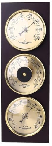 VINGAA Barometer, Barometer, Thermometer, Hygrometer, wandmontierte 3-in-1-Holzständer-Barometer, mechanische analoge Wetterstation, für Wohnzimmer, Schlafzimmer, Büro