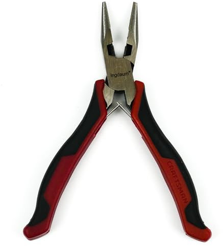 INGDAUM® Spitzzange, gerade, 4 Zoll/ca. 100 mm Flachrundzange, Kohlenstoffstahl, poliert, zum sicheren Einführen, Biegen und Schneiden von Adern und Drähten (Spitzzange, poliert)