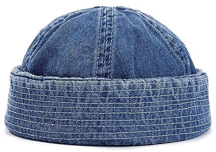 BYUTFA Vintage Beanie-Mütze, Jeans-Matrosen-Mütze, Krempenlose Mütze, verstellbare Hip-Hop-Schädelkappe, All-Match für Damen und Herren