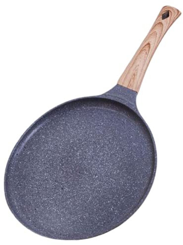 OQHAIR Padella per Crepes, Padella Antiaderente per Crepes Pancakes Pancakes Uova, Crepe Piatta Adatta per Induzione, Pancake, Focaccia, Black-Pot Diametro: 20,5 cm (Diametro pentola: 24,