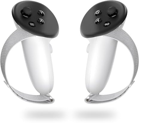 Mayue Controller Grips for Meta/Oculus Quest 3,Cover with Non-Slip Texture and Adjustable Soft Straps, Compatibility with Official Charging Dock Battery