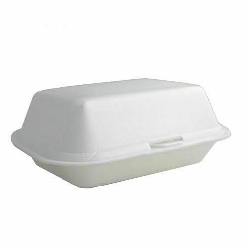 ARA CHOICE Polystyrene Eco-Friendly Biodegradable Kebab Burger Chips Takeaway Food Box Containers Microwave & Freezer Safe Container Chicken Eco Hinged Lid (25, Rectangular (7 x 5))