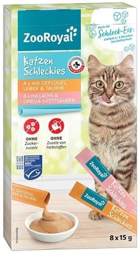 ZooRoyal Schleckies Geflügel, Leber & Lachs 5pcs x 8beutel x15g nassfutter katzenbeutel katzennahrung Multipack