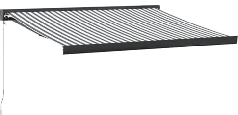 vidaXL Markise Einziehbar, Gelenkarmmarkise Wandmontage, Sonnenmarkise für Garten Terrasse, Balkonmarkise, Anthrazit Weiß Stoff Aluminium