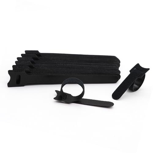 100 Pcs Reusable Cable Ties, T-Type Adjustable Hook & Loop Fastener Straps, Cable Management Straps for Electrical Cable & Wire Organizer (200mm(8 in))