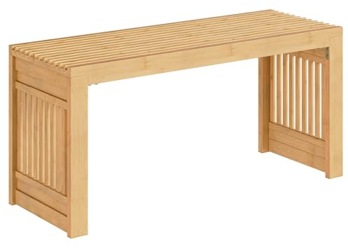 HOOBRO Bamboo Dining Bench Seat, 2 Seater Kitchen Benches