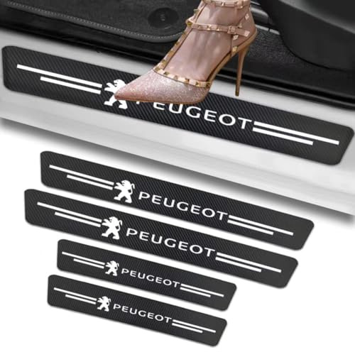 DLGJZS Car Kick Plates for Peugeot Partner Van 2019-2024,Carbon Fiber Car Door Edge Guards Door Sill Protector Car Door Edge Guards Threshold Emblem logo Car Accessories Styling