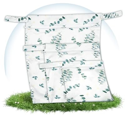 Hinzling Wetbag Eukalyptus (L) – Nasstasche für Stoffwindeln – Nachhaltige Wetbags aus recyceltem Polyester – Wetbag für Kindergarten und Unterwegs – Wetbag Kindergarten Oeko-TEX Zertifiziert