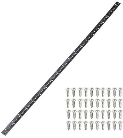 sourcing map Piano Hinge, 48 Inch x 1.2 Inch Stainless Steel Continuous Hinge Door Hinge with Holes, for Boat Cabinet Door Box Furniture, Black